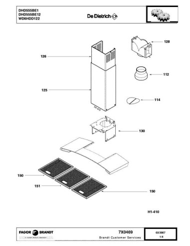 Pièces détachées DE DIETRICH DHD555BE1 7X0469 7X9607 Annee 0 7X0469 