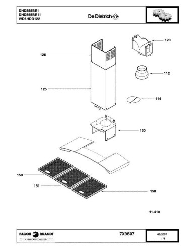 Pièces détachées DE DIETRICH DHD555BE1 7X0469 7X9607 Annee 0 7X9607 
