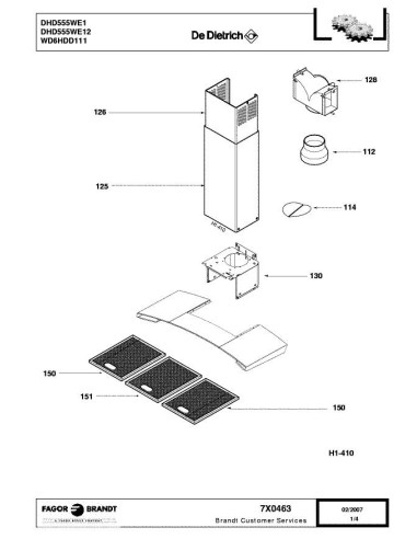Pièces détachées DE DIETRICH DHD555WE1 DHD555WE11 7X0463 7X9608 Annee 0 7X0463 