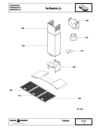 Pièces détachées DE DIETRICH DHD555XE1 7X1104 7X9606 Annee 0 7X9606 