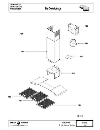Pièces détachées DE DIETRICH DHD556WE1 8X0496 Annee 0 8X0496 