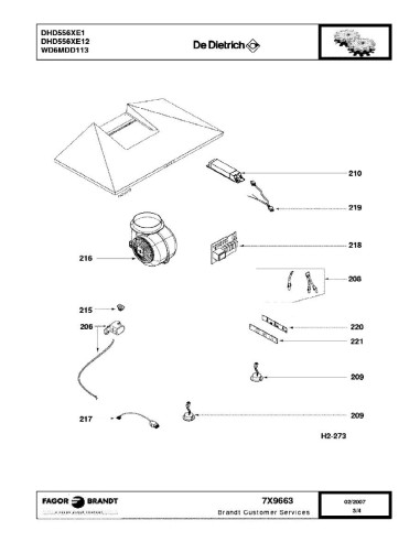 Pièces détachées DE DIETRICH DHD556XE1 DHD556XE11 DHD556XE12 7X0187 7X9663 