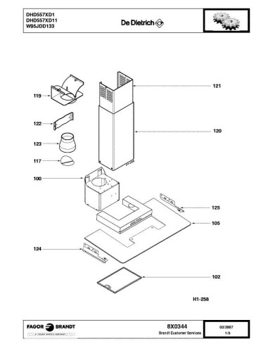 Pièces détachées DE DIETRICH DHD557XD1 8X0344 Annee 0 8X0344 