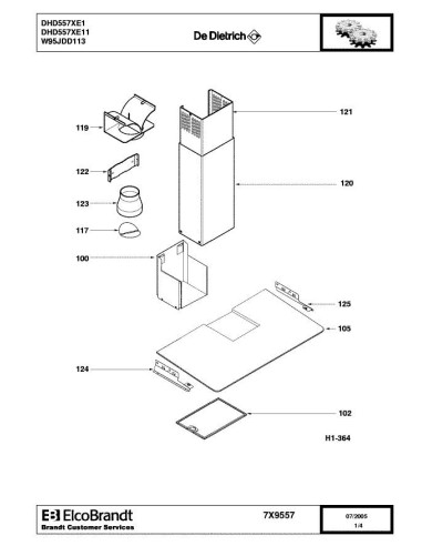 Pièces détachées DE DIETRICH DHD557XE1 7X9557 Annee 0 7X9557 