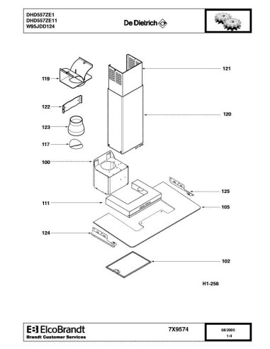 Pièces détachées DE DIETRICH DHD557ZE1 7X9574 Annee 0 7X9574 