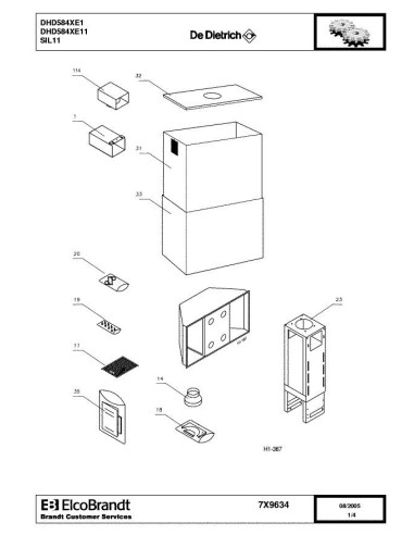 Pièces détachées DE DIETRICH DHD584XE1 7X9634 Annee 0 7X9634 
