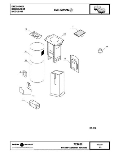 Pièces détachées DE DIETRICH DHD585XE1 7X9628 Annee 0 7X9628 