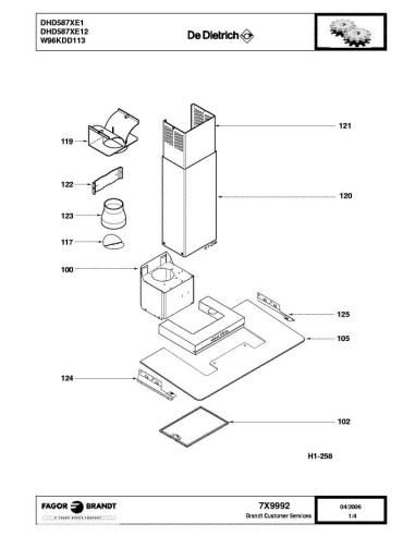 Pièces détachées DE DIETRICH DHD587XE1 7X9992 Annee 0 7X9992 