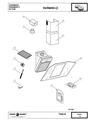Pièces détachées DE DIETRICH DHD590XE1 DHD590XE11 7X9618 Annee 0 7X9618 