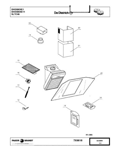 Pièces détachées DE DIETRICH DHD590XE1 DHD590XE11 7X9618 