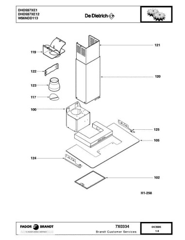 Pièces détachées DE DIETRICH DHD597XE1 7X0334 7X9586 Annee 0 7X0334 