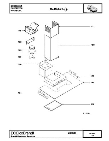 Pièces détachées DE DIETRICH DHD597XE1 7X0334 7X9586 Annee 0 7X9586 
