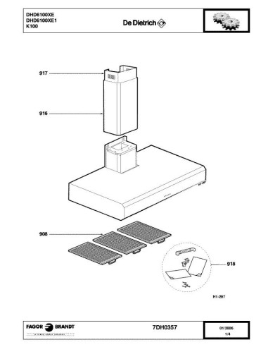 Pièces détachées DE DIETRICH DHD6100XE 7DH0357 Annee 0 7DH0357 