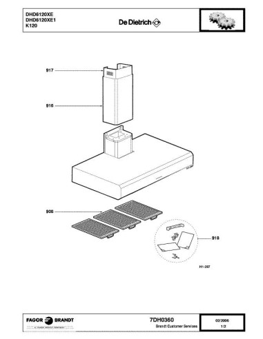 Pièces détachées DE DIETRICH DHD6120XE 7DH0360 Annee 0 7DH0360 