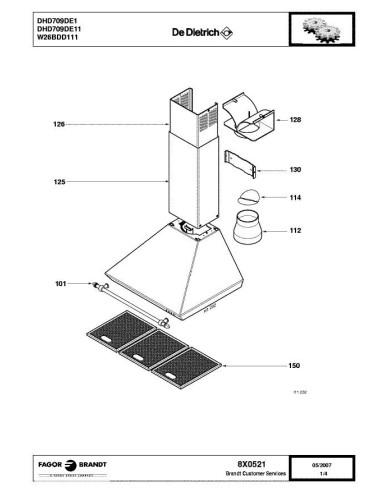 Pièces détachées DE DIETRICH DHD709DE1 8X0521 Annee 0 8X0521 