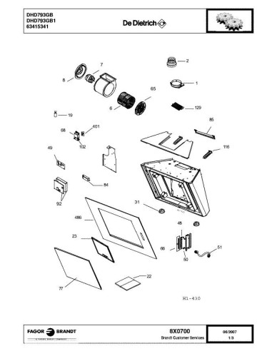 Pièces détachées DE DIETRICH DHD793GB 8X0700 Annee 0 8X0700 