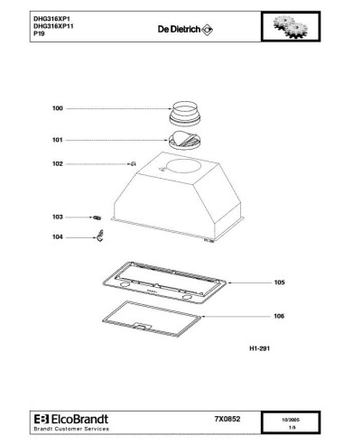 Pièces détachées DE DIETRICH DHG316XP1 7X0852 7X1563 Annee 0 7X0852 