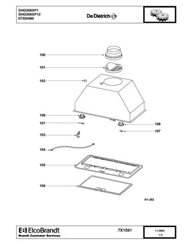 Pièces détachées DE DIETRICH DHG356XP1 7X1561 Annee 0 7X1561 