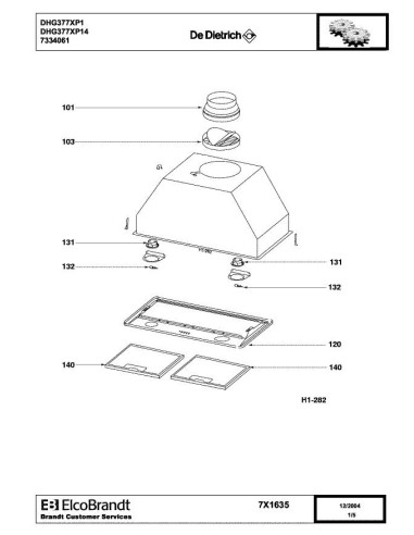 Pièces détachées DE DIETRICH DHG377XP1 7X0520 7X1635 Annee 0 7X1635 