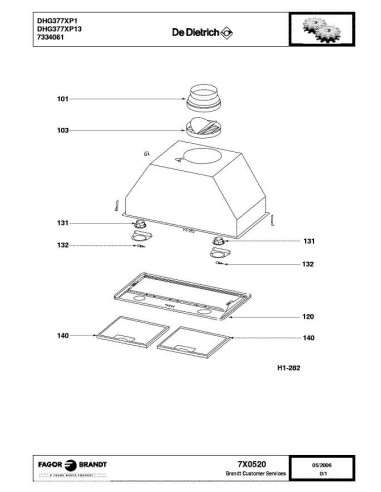 Pièces détachées DE DIETRICH DHG377XP1 7X0520 7X1635 Annee 0 7X0520 