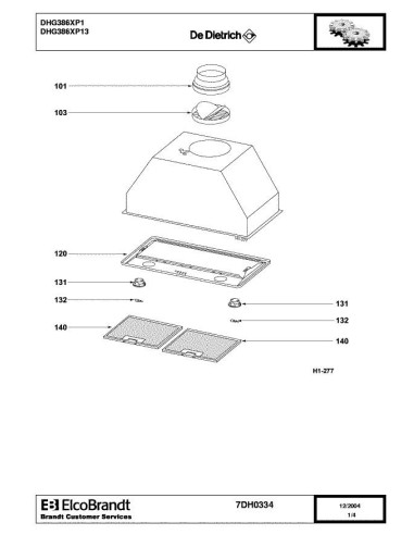 Pièces détachées DE DIETRICH DHG386XP1 7DH0332 7DH0334 Annee 0 7DH0334 