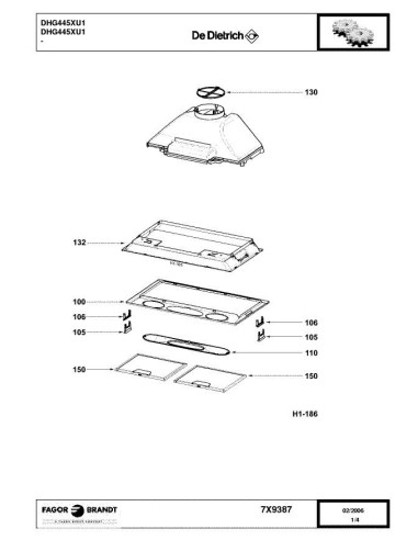 Pièces détachées DE DIETRICH DHG445XU1 7X9387 Annee 0 7X9387 