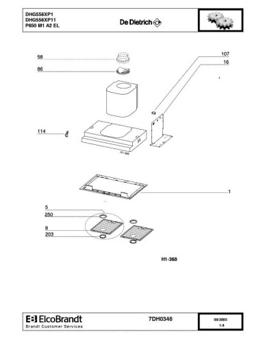 Pièces détachées DE DIETRICH DHG556XP1 7DH0346 Annee 0 7DH0346 