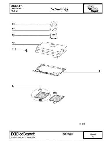 Pièces détachées DE DIETRICH DHG570XP1 7DH0352 Annee 0 7DH0352 