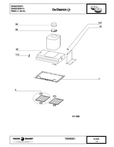 Pièces détachées DE DIETRICH DHG576XP1 7DH0351 Annee 0 7DH0351 