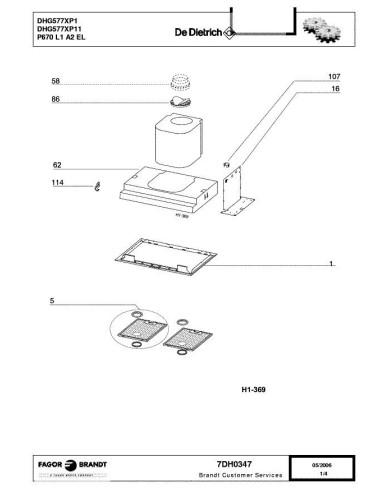 Pièces détachées DE DIETRICH DHG577XP1 7DH0347 Annee 0 7DH0347 