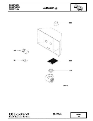 Pièces détachées DE DIETRICH DHG579XE1 7DH0343 Annee 0 7DH0343 