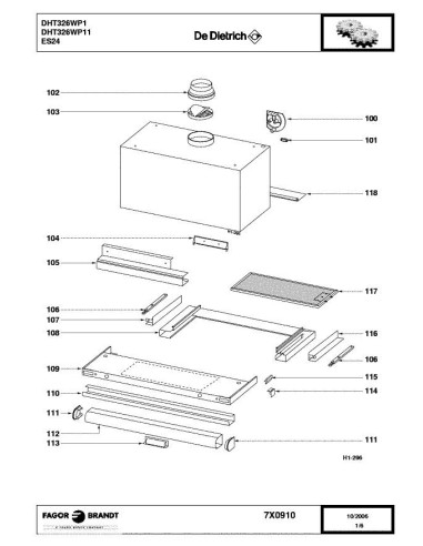 Pièces détachées DE DIETRICH DHT326WP1 7X0910 Annee 0 7X0910 