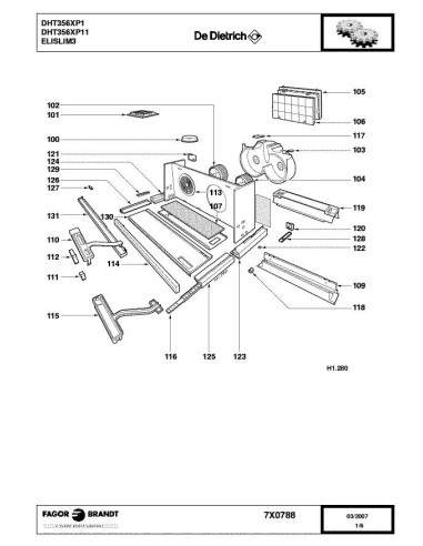 Pièces détachées DE DIETRICH DHT356XP1 7X0788 Annee 0 7X0788 