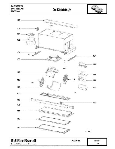 Pièces détachées DE DIETRICH DHT386XP1 7X0625 Annee 0 7X0625 