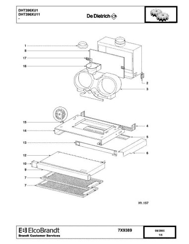 Pièces détachées DE DIETRICH DHT396XU1 7X9389 Annee 0 7X9389 