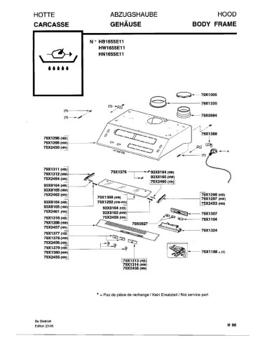 Pièces détachées DE DIETRICH HB1655E1 HB1655E11 