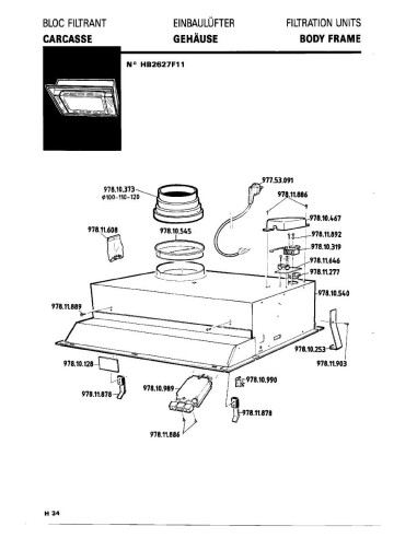 Pièces détachées DE DIETRICH HB2627F1 HB2627F11 