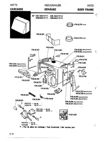 Pièces détachées DE DIETRICH HB4621F1 HB4621F11 HB4621F12 