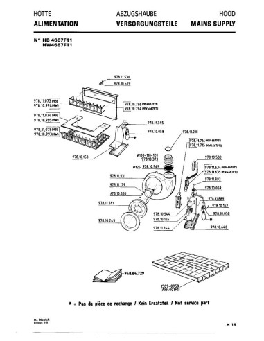 Pièces détachées DE DIETRICH HB4667F1 HB4667F11 