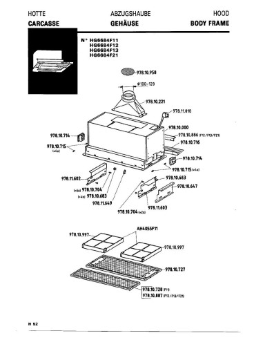 Pièces détachées DE DIETRICH HG6684F2 HG6684F21 