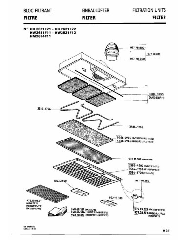 Pièces détachées DE DIETRICH HM2614F1 HM2614F11 