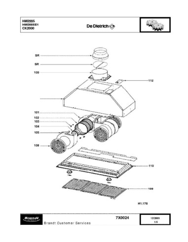 Pièces détachées DE DIETRICH HM2995 HM2995E1 