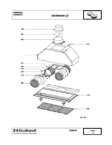 Pièces détachées DE DIETRICH HM2995E1 HM2995E11 