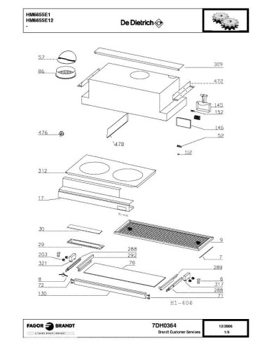 Pièces détachées DE DIETRICH HM6655E1 7DH0364 Annee 0 7DH0364 