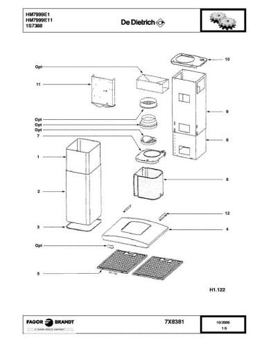 Pièces détachées DE DIETRICH HM7999E1 7X8381 Annee 0 7X8381 