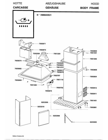 Pièces détachées DE DIETRICH HM8625E2 7DH0109 Annee 0 7DH0109 