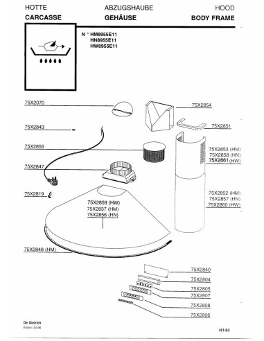 Pièces détachées DE DIETRICH HM8955E1 HM8955E11 7DH0095 Annee 0 7DH0095 