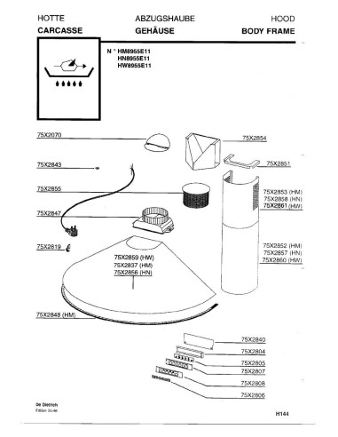 Pièces détachées DE DIETRICH HM8955E1 HM8955E11 7DH0095 