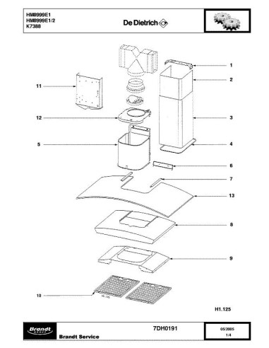 Pièces détachées DE DIETRICH HM8999E1 7DH0191 Annee 0 7DH0191 