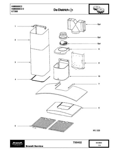 Pièces détachées DE DIETRICH HM8999E2 7X8402 Annee 0 7X8402 